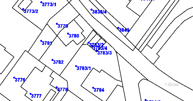 Parcela st. 3783/3 v KÚ Litoměřice, Katastrální mapa