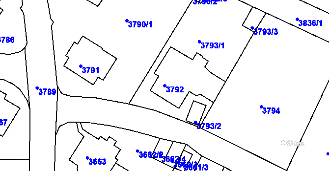 Parcela st. 3792 v KÚ Litoměřice, Katastrální mapa