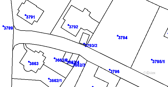 Parcela st. 3793/2 v KÚ Litoměřice, Katastrální mapa