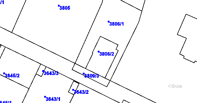 Parcela st. 3806/2 v KÚ Litoměřice, Katastrální mapa
