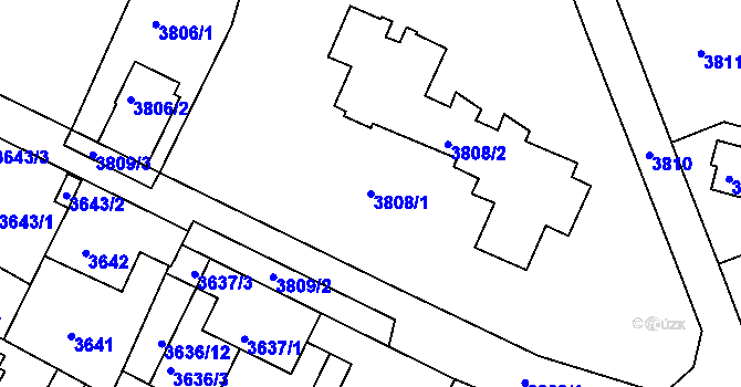 Parcela st. 3808/1 v KÚ Litoměřice, Katastrální mapa