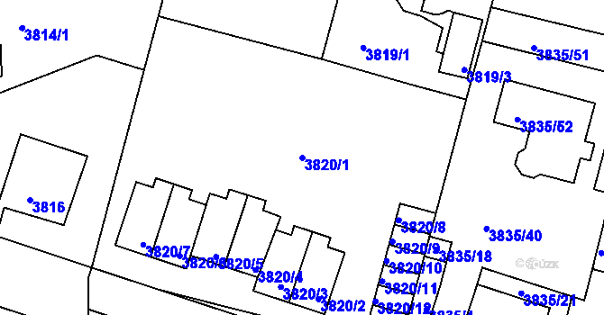 Parcela st. 3820/1 v KÚ Litoměřice, Katastrální mapa