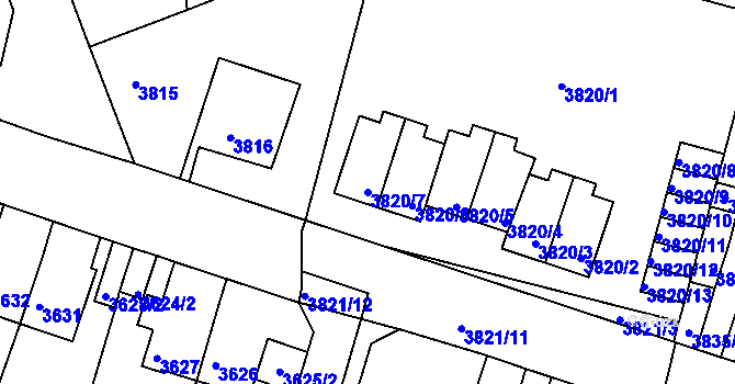Parcela st. 3820/7 v KÚ Litoměřice, Katastrální mapa
