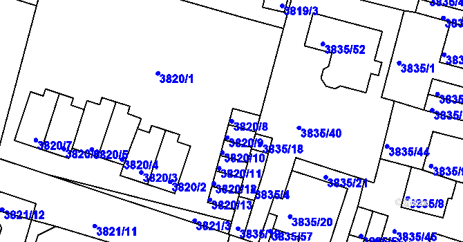 Parcela st. 3820/8 v KÚ Litoměřice, Katastrální mapa