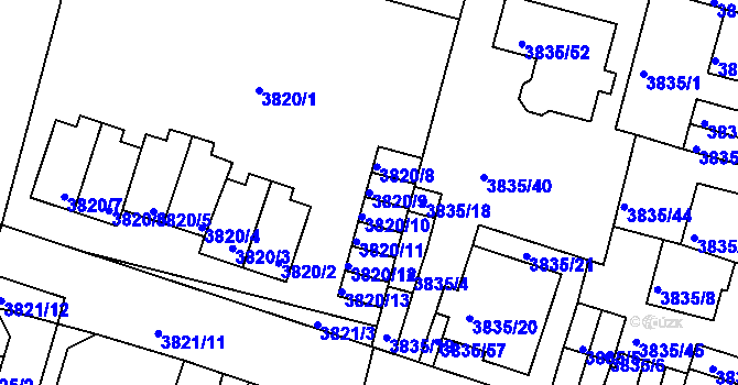 Parcela st. 3820/9 v KÚ Litoměřice, Katastrální mapa