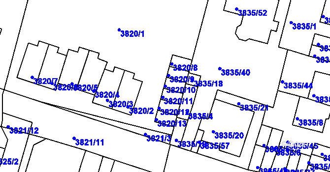 Parcela st. 3820/10 v KÚ Litoměřice, Katastrální mapa
