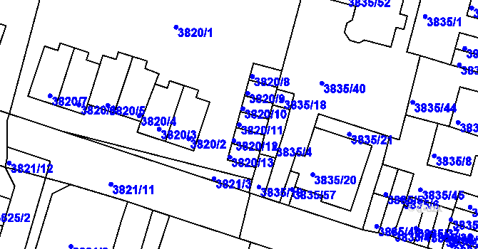 Parcela st. 3820/11 v KÚ Litoměřice, Katastrální mapa