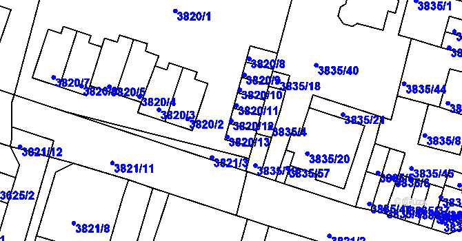 Parcela st. 3820/12 v KÚ Litoměřice, Katastrální mapa