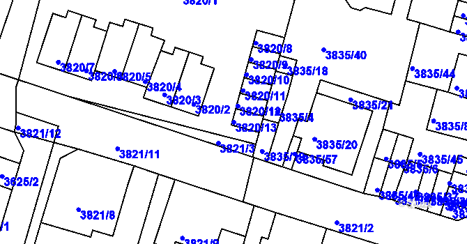 Parcela st. 3820/13 v KÚ Litoměřice, Katastrální mapa