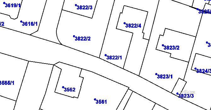 Parcela st. 3822/1 v KÚ Litoměřice, Katastrální mapa