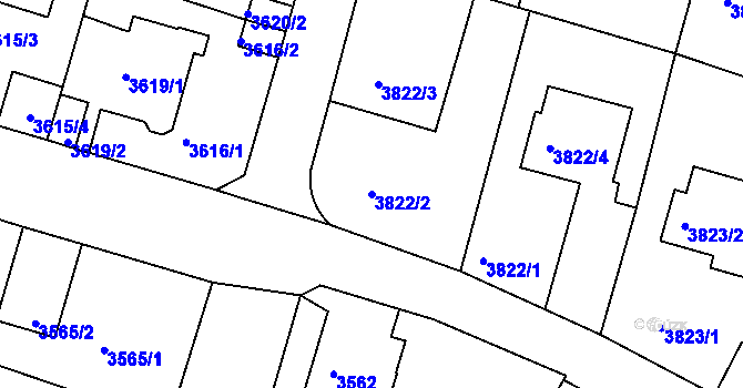 Parcela st. 3822/2 v KÚ Litoměřice, Katastrální mapa