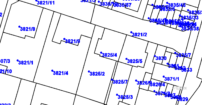 Parcela st. 3825/4 v KÚ Litoměřice, Katastrální mapa