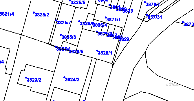 Parcela st. 3826/1 v KÚ Litoměřice, Katastrální mapa