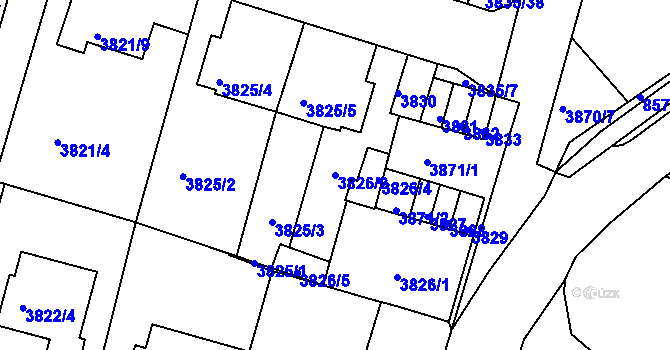 Parcela st. 3826/2 v KÚ Litoměřice, Katastrální mapa