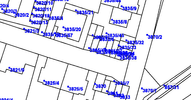 Parcela st. 3835/47 v KÚ Litoměřice, Katastrální mapa