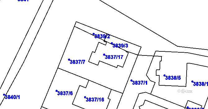 Parcela st. 3837/17 v KÚ Litoměřice, Katastrální mapa