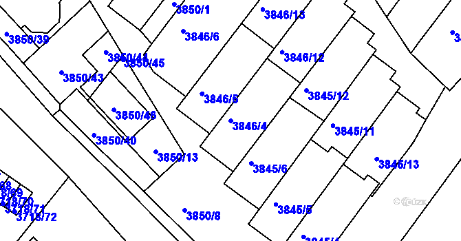 Parcela st. 3846/4 v KÚ Litoměřice, Katastrální mapa