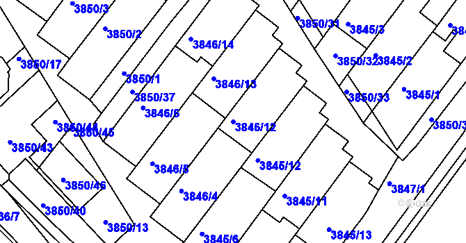 Parcela st. 3846/12 v KÚ Litoměřice, Katastrální mapa