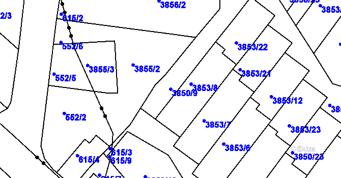 Parcela st. 3850/9 v KÚ Litoměřice, Katastrální mapa