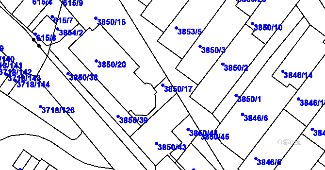 Parcela st. 3850/17 v KÚ Litoměřice, Katastrální mapa