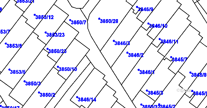 Parcela st. 3850/29 v KÚ Litoměřice, Katastrální mapa