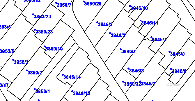 Parcela st. 3850/30 v KÚ Litoměřice, Katastrální mapa