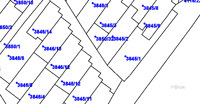 Parcela st. 3850/33 v KÚ Litoměřice, Katastrální mapa