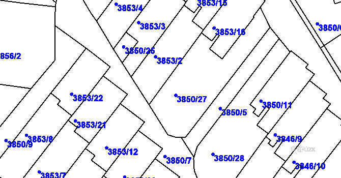 Parcela st. 3853/1 v KÚ Litoměřice, Katastrální mapa