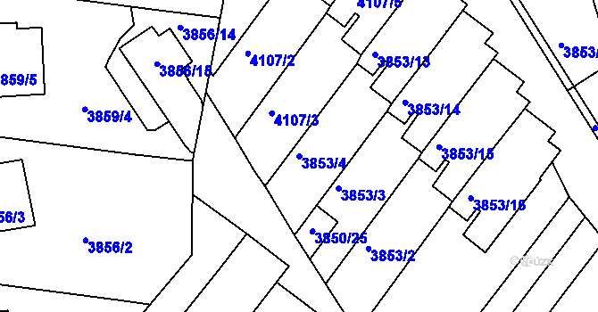 Parcela st. 3853/4 v KÚ Litoměřice, Katastrální mapa