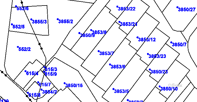 Parcela st. 3853/7 v KÚ Litoměřice, Katastrální mapa