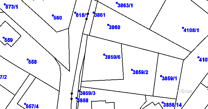 Parcela st. 3859/6 v KÚ Litoměřice, Katastrální mapa