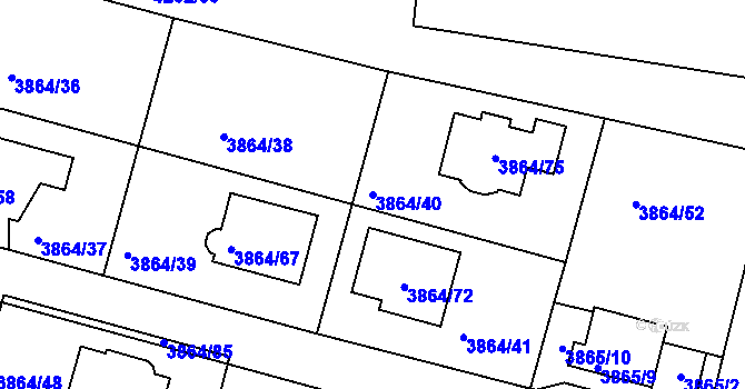 Parcela st. 3864/40 v KÚ Litoměřice, Katastrální mapa