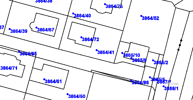 Parcela st. 3864/41 v KÚ Litoměřice, Katastrální mapa