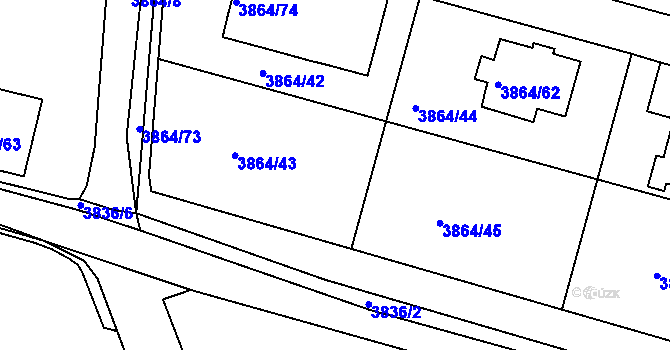Parcela st. 3864/43 v KÚ Litoměřice, Katastrální mapa