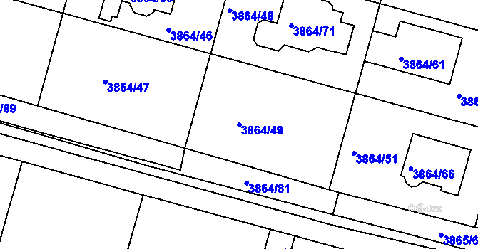 Parcela st. 3864/49 v KÚ Litoměřice, Katastrální mapa