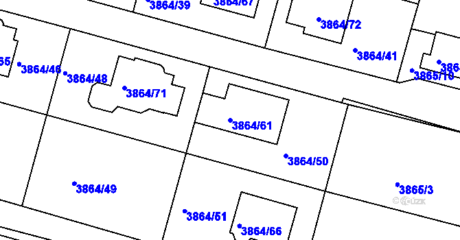 Parcela st. 3864/61 v KÚ Litoměřice, Katastrální mapa
