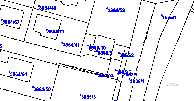 Parcela st. 3865/9 v KÚ Litoměřice, Katastrální mapa
