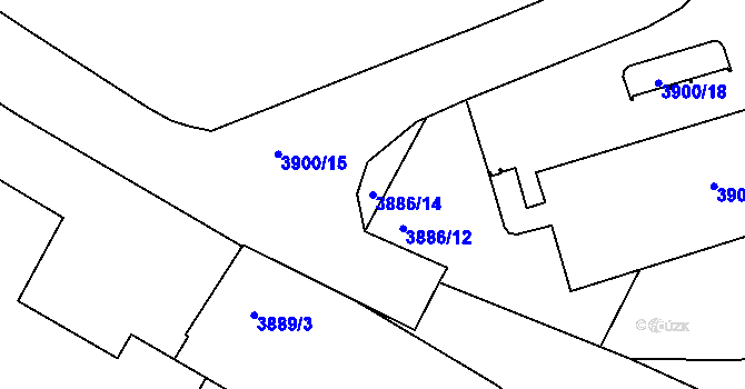 Parcela st. 3886/14 v KÚ Litoměřice, Katastrální mapa