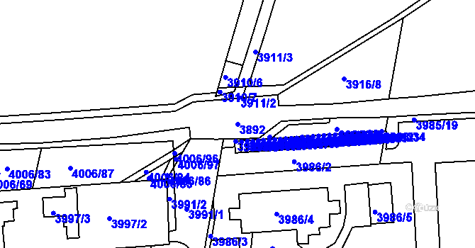 Parcela st. 3892 v KÚ Litoměřice, Katastrální mapa