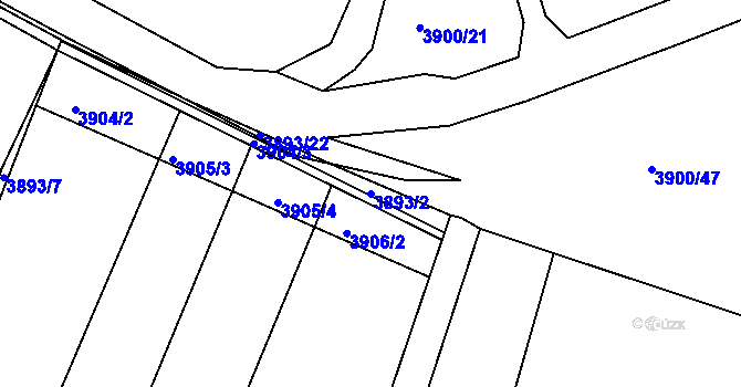 Parcela st. 3893/2 v KÚ Litoměřice, Katastrální mapa
