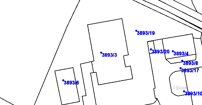 Parcela st. 3893/3 v KÚ Litoměřice, Katastrální mapa