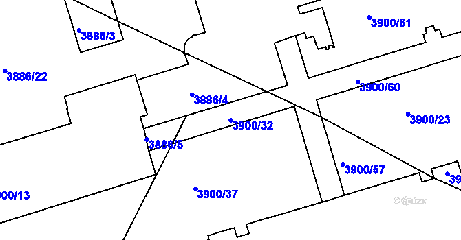 Parcela st. 3900/32 v KÚ Litoměřice, Katastrální mapa