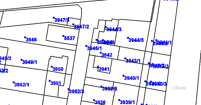 Parcela st. 3942 v KÚ Litoměřice, Katastrální mapa