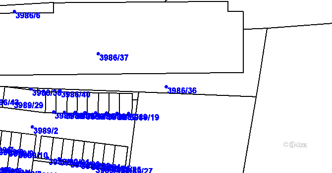 Parcela st. 3986/36 v KÚ Litoměřice, Katastrální mapa