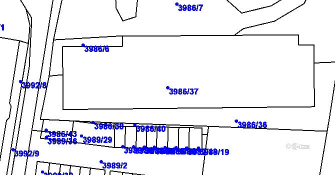 Parcela st. 3986/37 v KÚ Litoměřice, Katastrální mapa