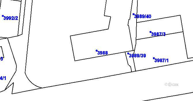 Parcela st. 3988 v KÚ Litoměřice, Katastrální mapa