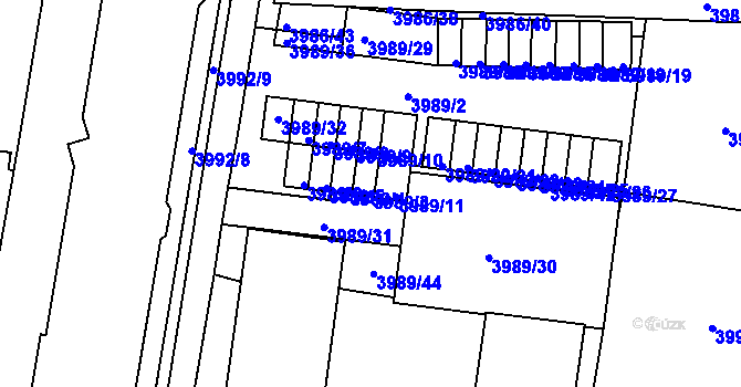 Parcela st. 3989/3 v KÚ Litoměřice, Katastrální mapa
