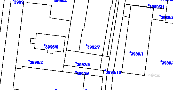 Parcela st. 3992/7 v KÚ Litoměřice, Katastrální mapa