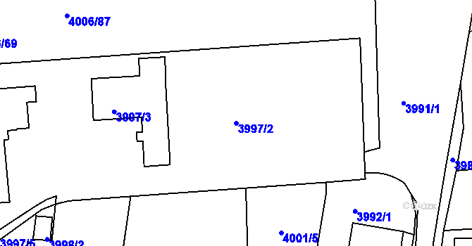 Parcela st. 3997/2 v KÚ Litoměřice, Katastrální mapa