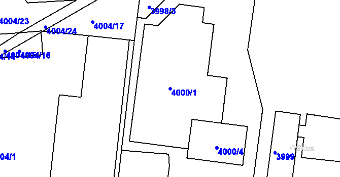 Parcela st. 4000/1 v KÚ Litoměřice, Katastrální mapa